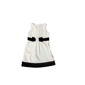 Janie and Jack Dress Girls 5 White‎ Black Sleeveless Bow Waist A-Line Colorblock